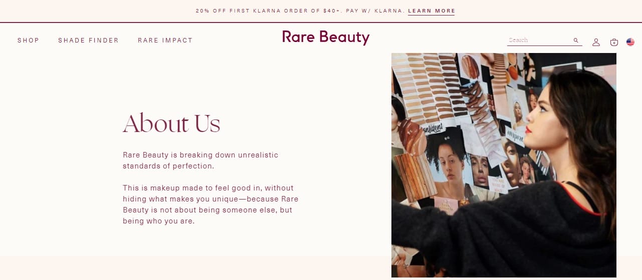 rare beauty about us page